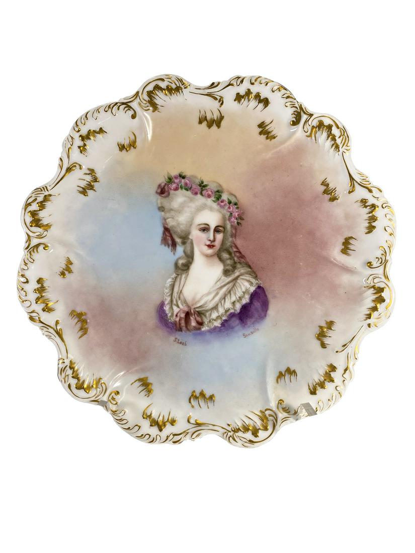 Limoges, France Porcelain Plate by S. Loeb: Limoges, France Porcelain Plate by S. Loeb. 9 1/4 in diameter. TO SHIP THIS ITEM IN USA OR INTERNATIONAL, PLEASE CONTACT THE SHIPPERS : 1) UPS store1937- David Reiser -754-263-0780, auctions1937@gmail