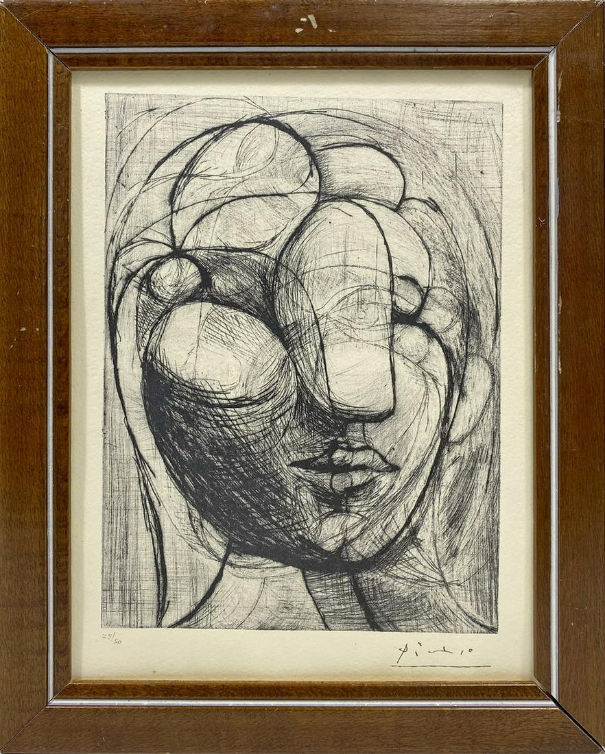 Pablo Picasso 45/50 Print: Pablo Picasso 45/50 Print. 9 1/8 x 7 1/8 in frame included. 7 7/8 x 5 7/8 in without frame. TO SHIP THIS ITEM IN USA OR INTERNATIONAL, PLEASE CONTACT THE SHIPPERS : 1) UPS store1937- David Reiser -754