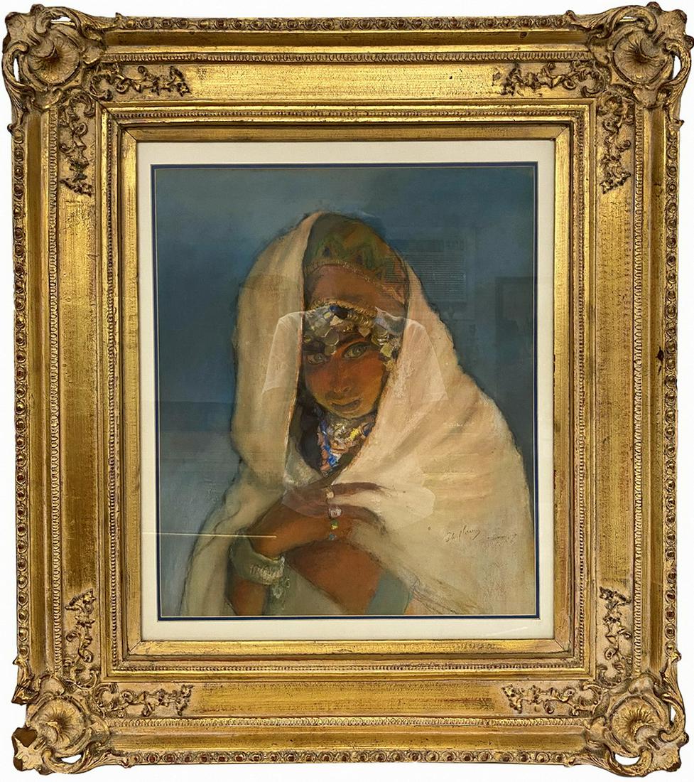 Antique Orientalist Pastel Painting, signed (1 of 4)