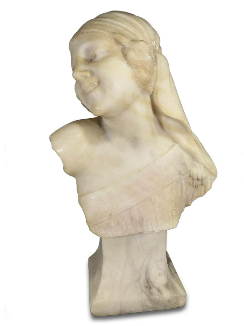 Antique Italian alabaster bust, signed Guerrieri (1 of 6)