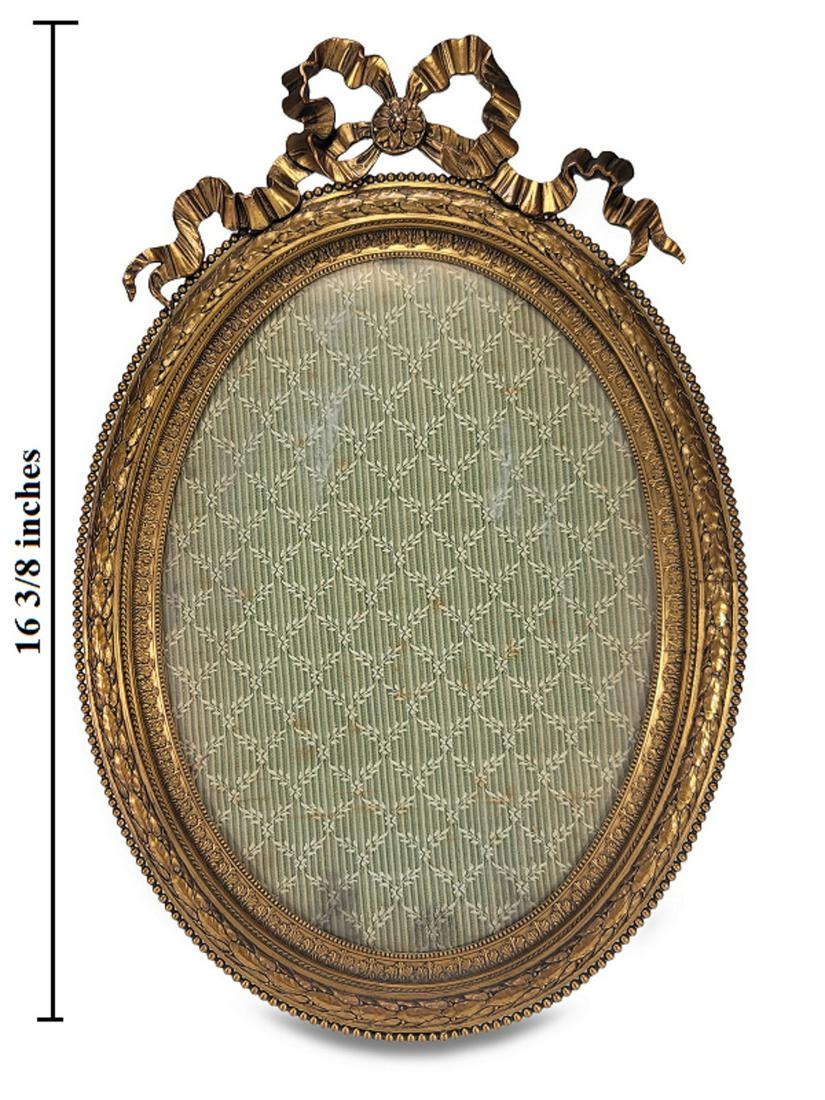 Antique French large bronze oval picture frame (1 of 6)