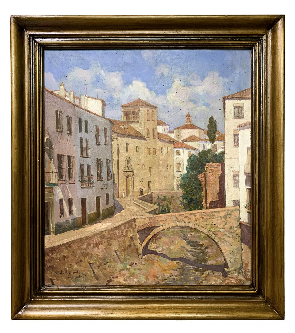 Antique Spanish Oil on Canvas Painting, signed: Antique Spanish Oil on Canvas Painting, signed. 29 3/4 x 27 in with frame. 24 x 21 1/4 in without frame.Local Pick up call one day before to make an appointment. TO SHIP THIS ITEM IN USA OR INTERNATIO