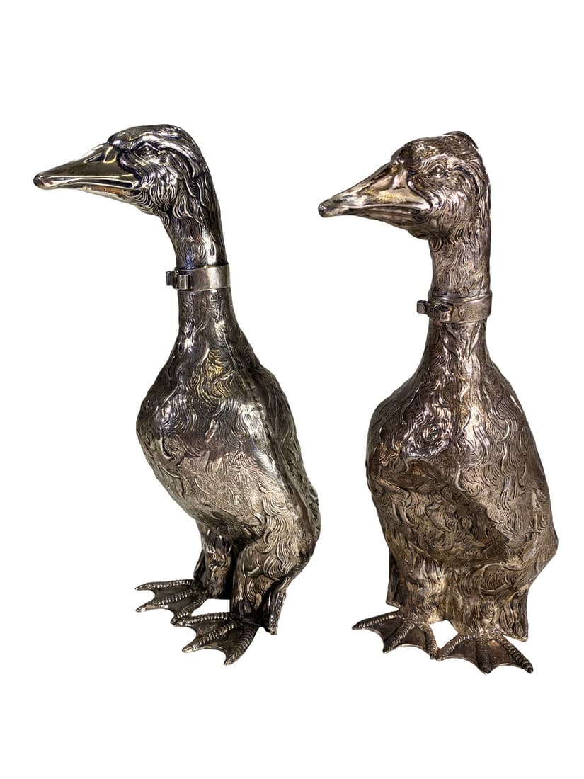 Antique Spanish 925 Sterling pair of Ducks Bottles (1 of 10)