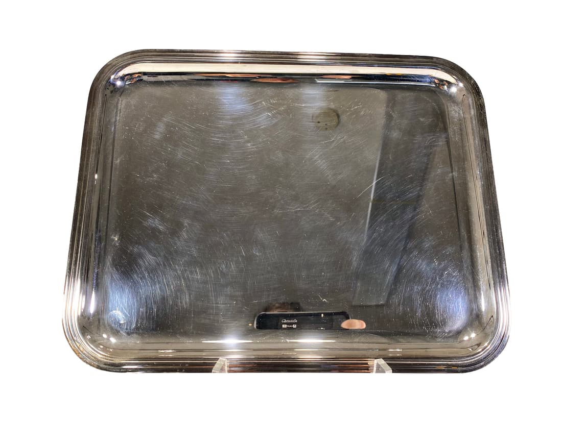 Christofle, France tray in the original box: Christofle, France tray in the original box. 10 7/8 x 13 3/4 in. Local Pick up call one day before to make an appointment. TO SHIP THIS ITEM IN USA OR INTERNATIONAL, PLEASE CONTACT THE SHIPPERS : 1) U