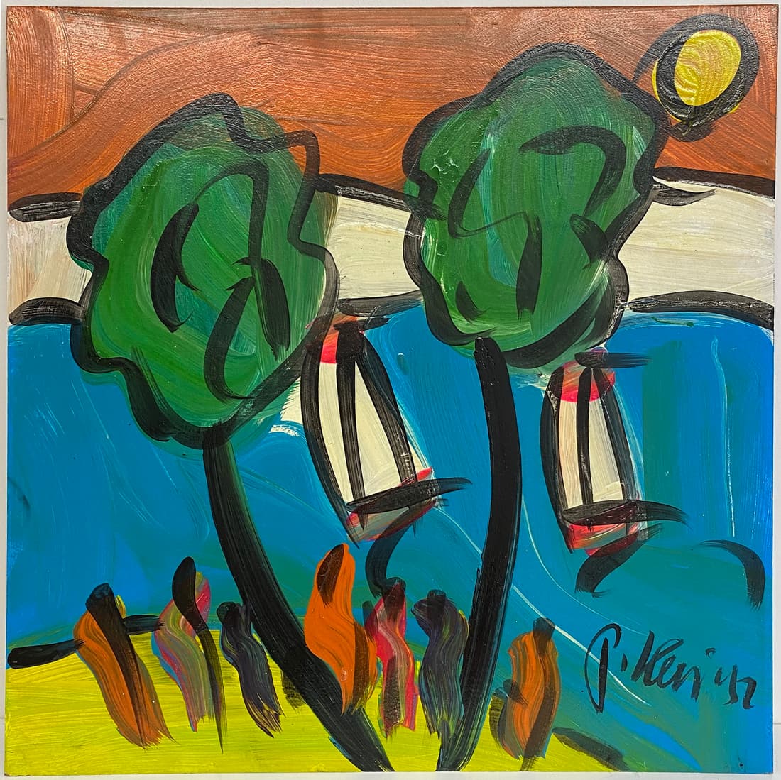 Peter Robert KEIL (1942) Miami Beach Oil on Masonite (1 of 3)