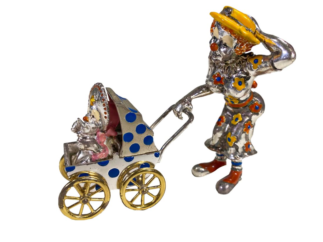 Tiffany & Co, Italy Gene Moore Sterling 925 Lady Clown & Baby (1 of 5)