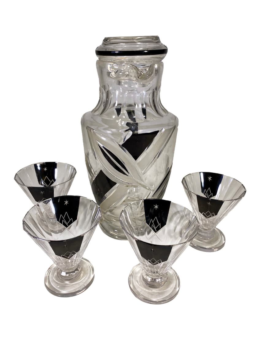 Art Deco French Glass jug & 4 Cups (1 of 5)