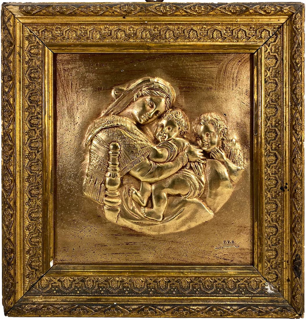 Antique French Bronze Plaque signed PVR (1 of 5)