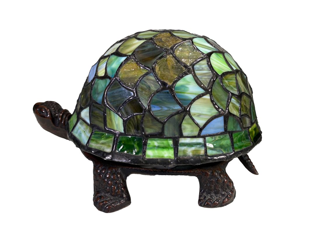 Slag Glass & Metal Turtle Lamp (1 of 5)
