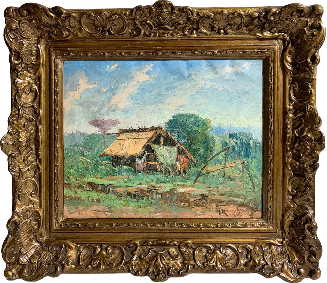 Antique Spanish Oil on Board Landscape, signed: Antique Spanish Oil on Board Landscape, signed. 22 x 25 in with frame. 13 x 16 in without frame.Local Pick up call one day before to make an appointment. TO SHIP THIS ITEM IN USA OR INTERNATIONAL, PLE