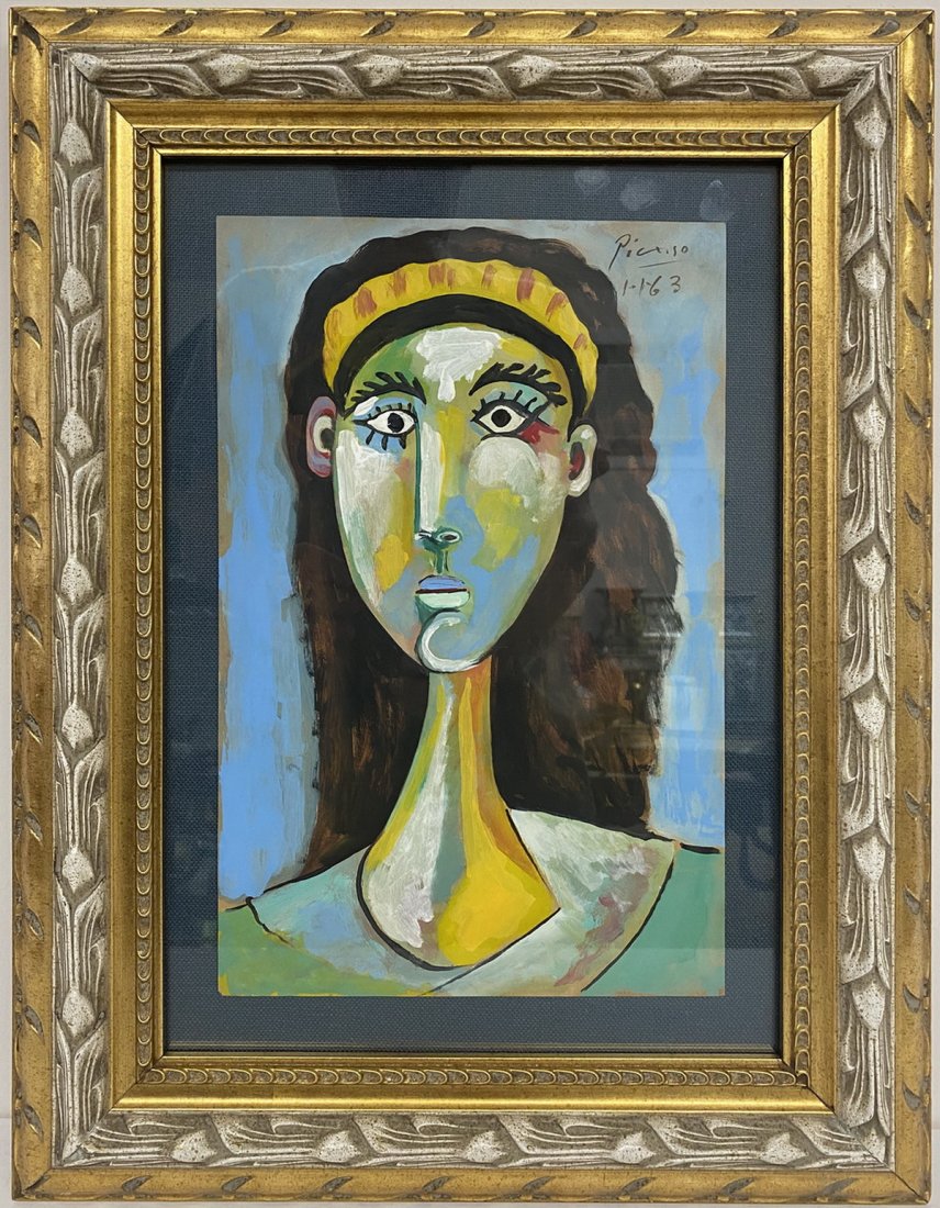 After Pablo Picasso Gouache or Tempera: After Pablo Picasso Gouache or Tempera. 19 7/8 x 15 in with frame. 15 x 10 1/8 in without frame.Local Pick up call one day before to make an appointment. TO SHIP THIS ITEM IN USA OR INTERNATIONAL, PLE