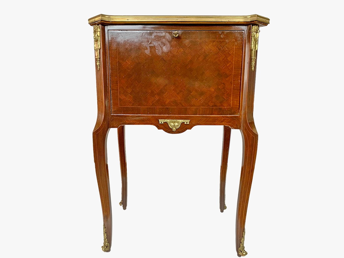 Antique French mahogany, bronze & marble display cabinet (1 of 11)