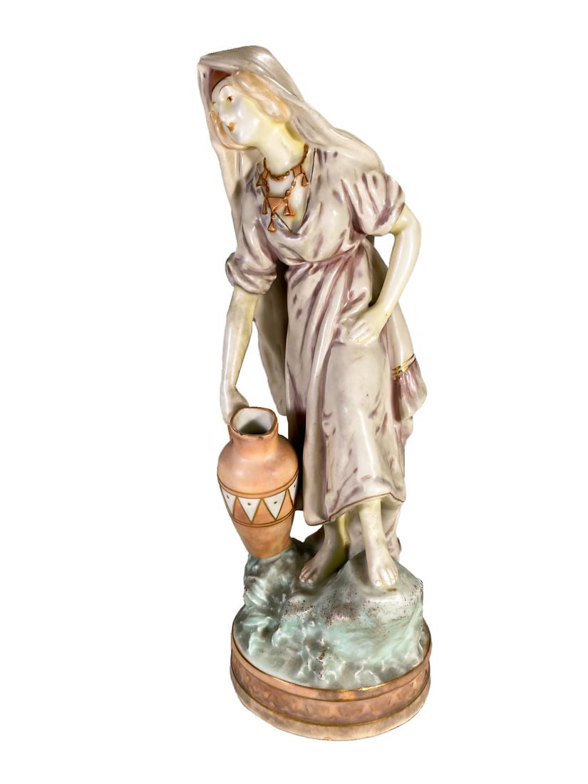 Antique Austrian Water Woman Faience Statue (1 of 7)