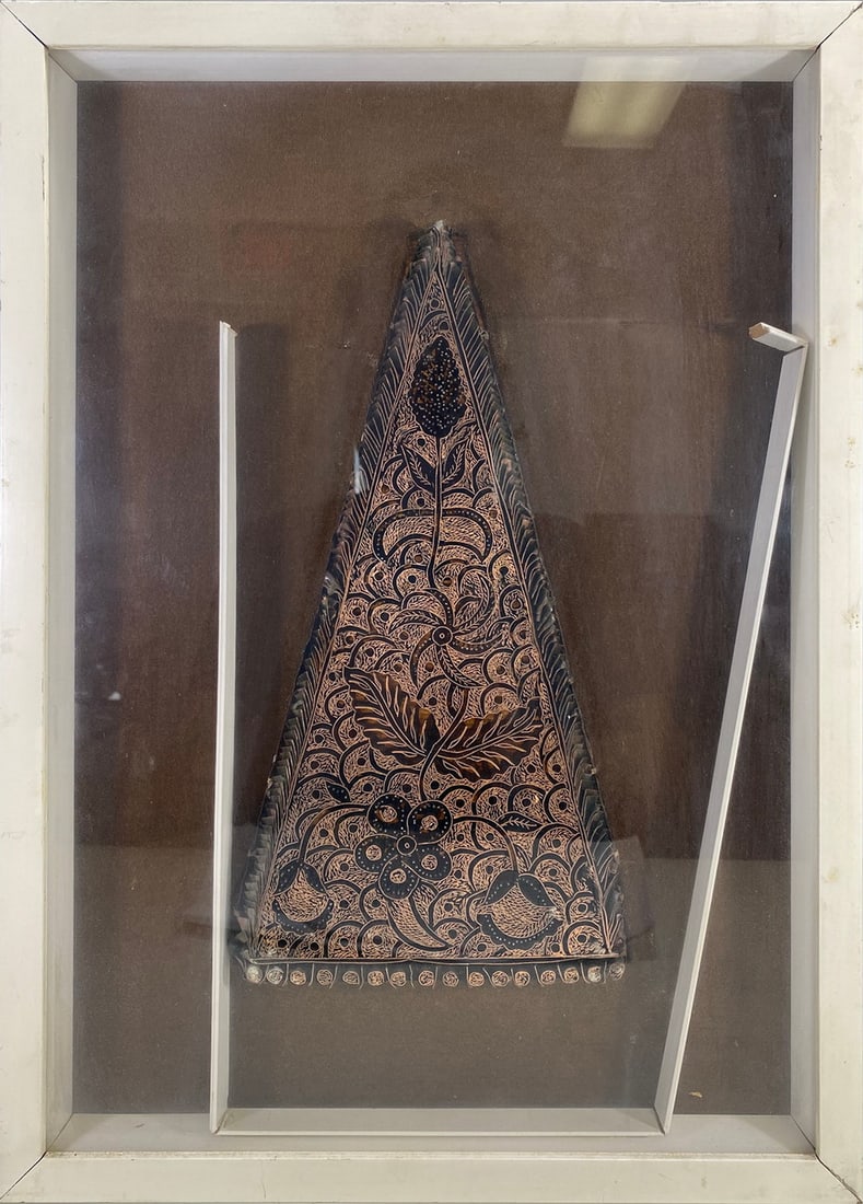 Antique Italian Iron & Copper Triangle Sculpture, Framed (1 of 11)