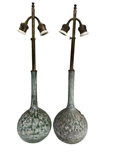 Vintage Italian Pair Of Glass Lamps