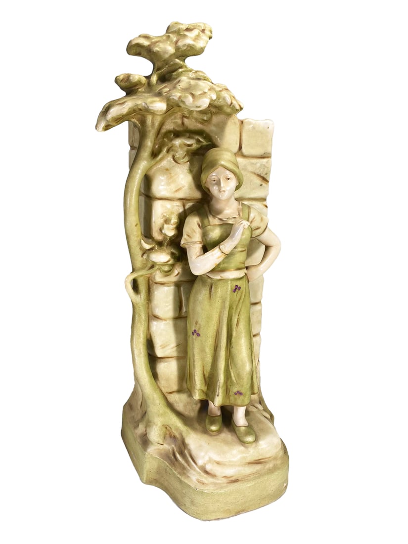 Antique Austrian Faience Girl Statue (1 of 6)