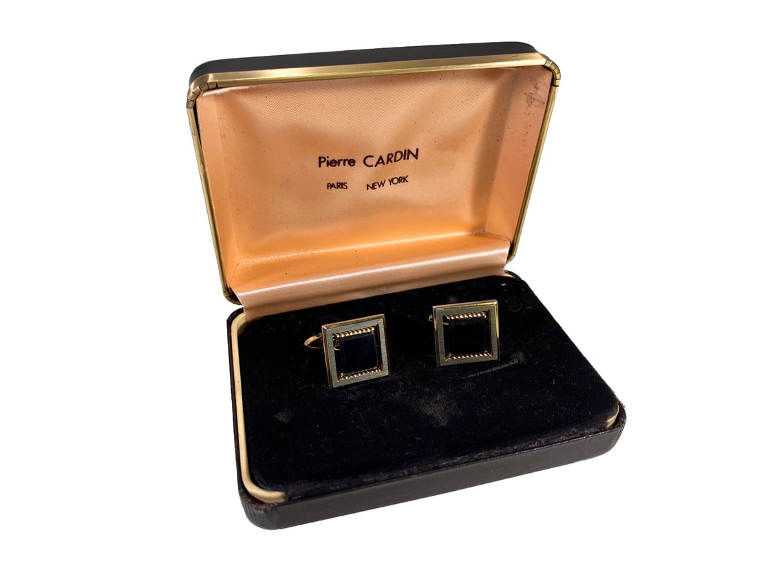 Vintage Pierre Cardin Goldplated & Onyx Cufflinks (1 of 5)