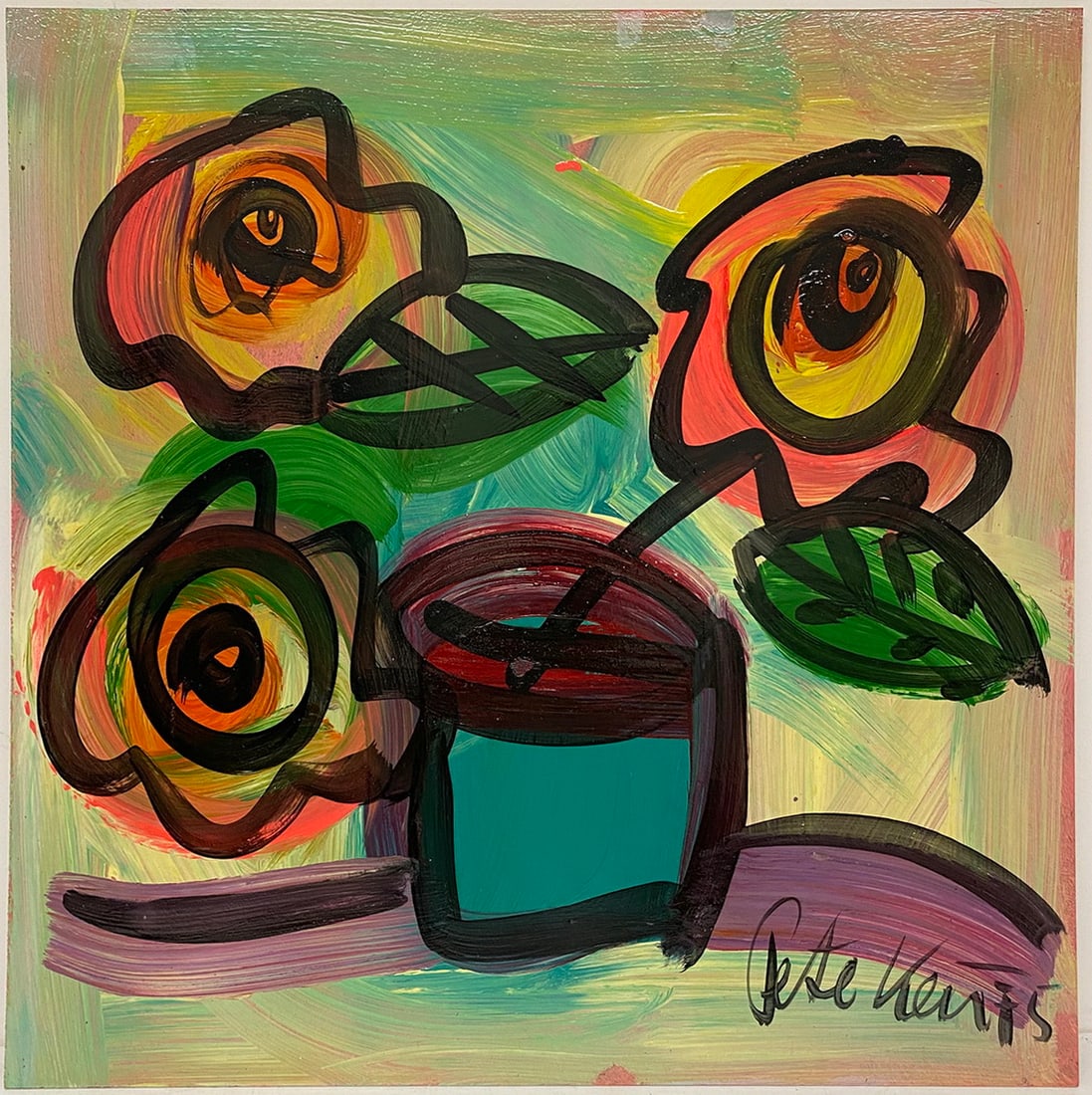 Peter Robert KEIL (1942) German Oil on Cardboard, 1975: Peter Robert KEIL (1942) German Oil on Cardboard, 1975. 24 x 24 in.Local Pick up call one day before to make an appointment. TO SHIP THIS ITEM IN USA OR INTERNATIONAL, PLEASE CONTACT THE SHIPPERS : 1)