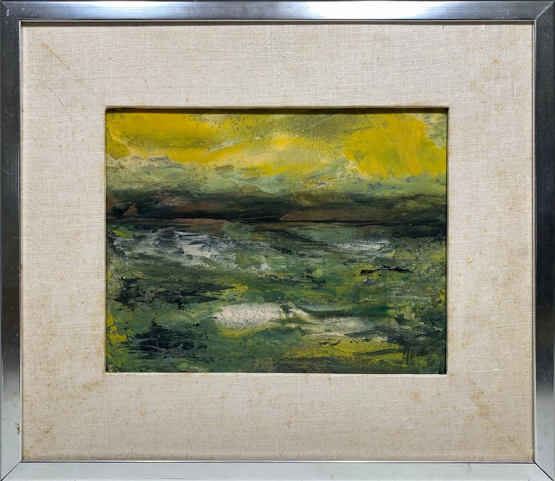 Joseph James AKSTON (1898-1983) American painting: Joseph James AKSTON (1898-1983) American painting, Titled: Seamist. 13 1/4 x 15 1/4 in with frame. 8 x 10 in without frame.Local Pick up call one day before to make an appointment. TO SHIP THIS ITEM I