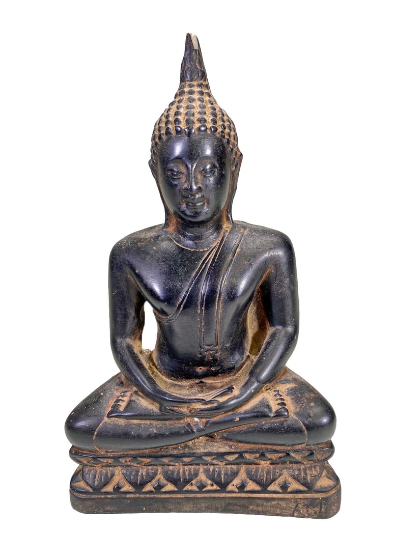 Asian Patinated Composition Buddha Sculpture (1 of 6)