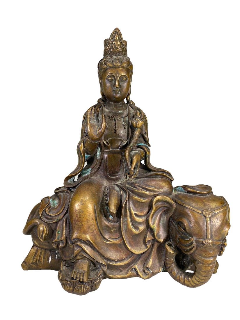 Asian Bronze Fig & Elephant Sculpture (1 of 6)