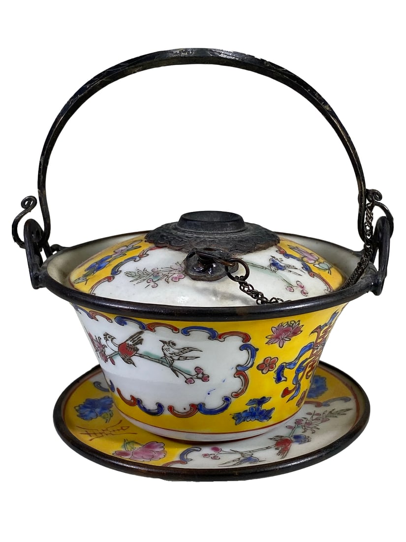 Antique Chinese Bronze & Porcelain Opium Pipe (1 of 5)