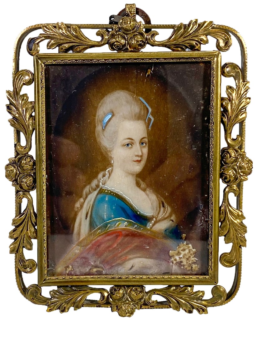 Antique Bronze Frame Miniature Painting (1 of 3)