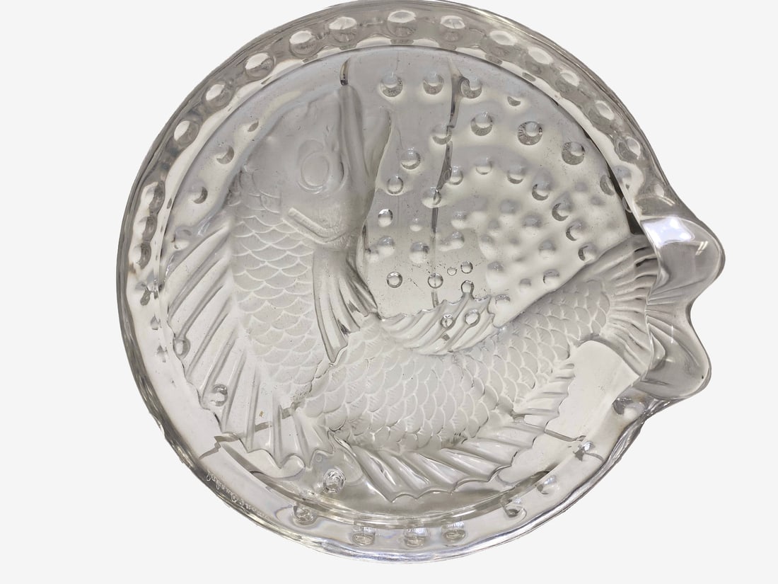 Lalique, France Concarneau Koi Fish Frosted Glass Ashtray (1 of 6)