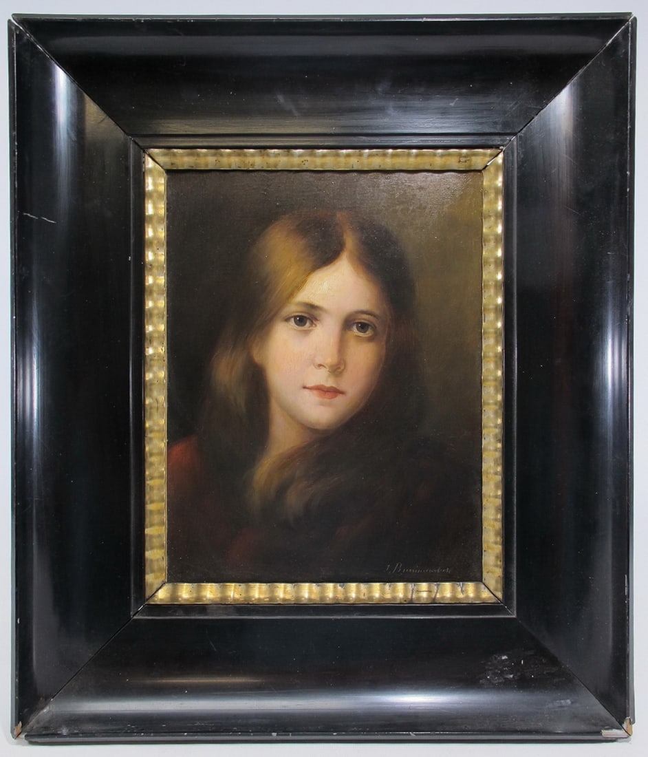 Antique European oil on wood portrait painting, signed: Antique European oil on wood portrait painting, signed. 18 3/4 x 15 3/4 in including frame. 11 7/8 x 9 3/8 in without frame. Local Pick up call one day before to make an appointment. TO SHIP THIS ITEM