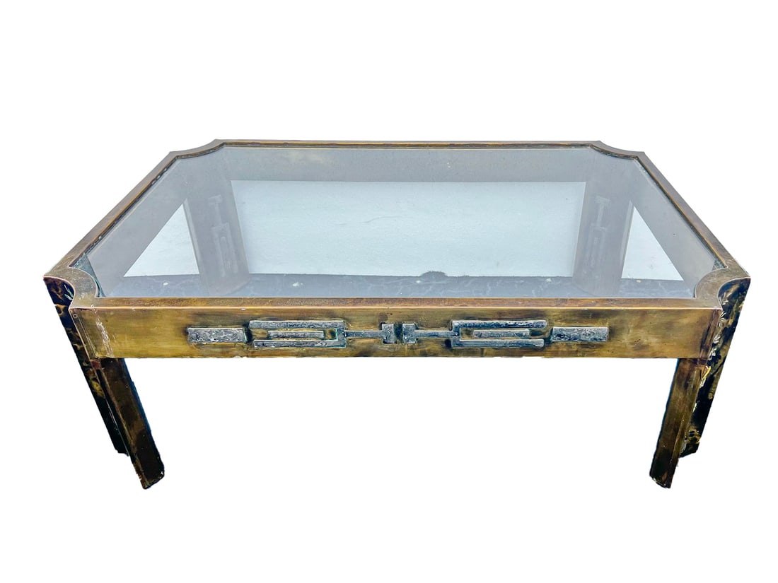 Mid Century Bronze & Glass Coffee Table (1 of 3)
