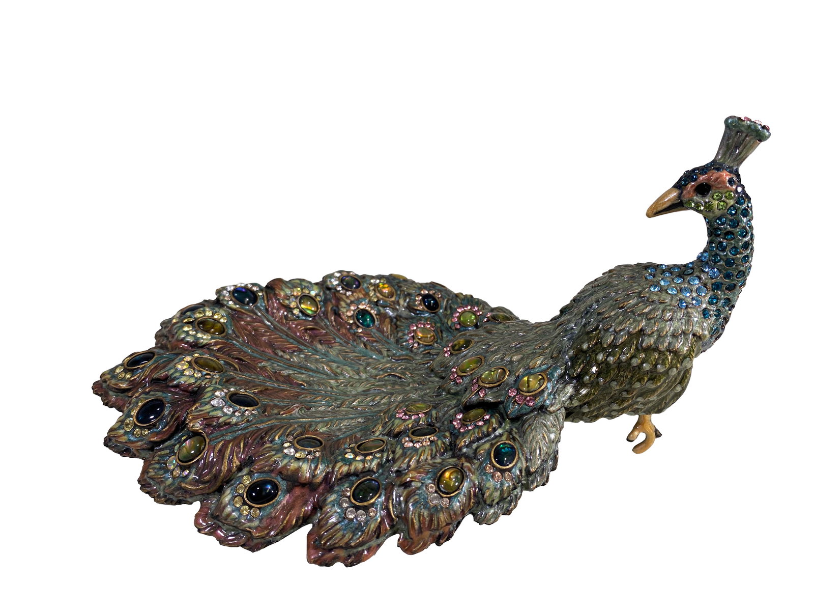 Jay Strongwater Enamel Swarovski Crystal Jewel Peacock Sculpture (1 of 6)
