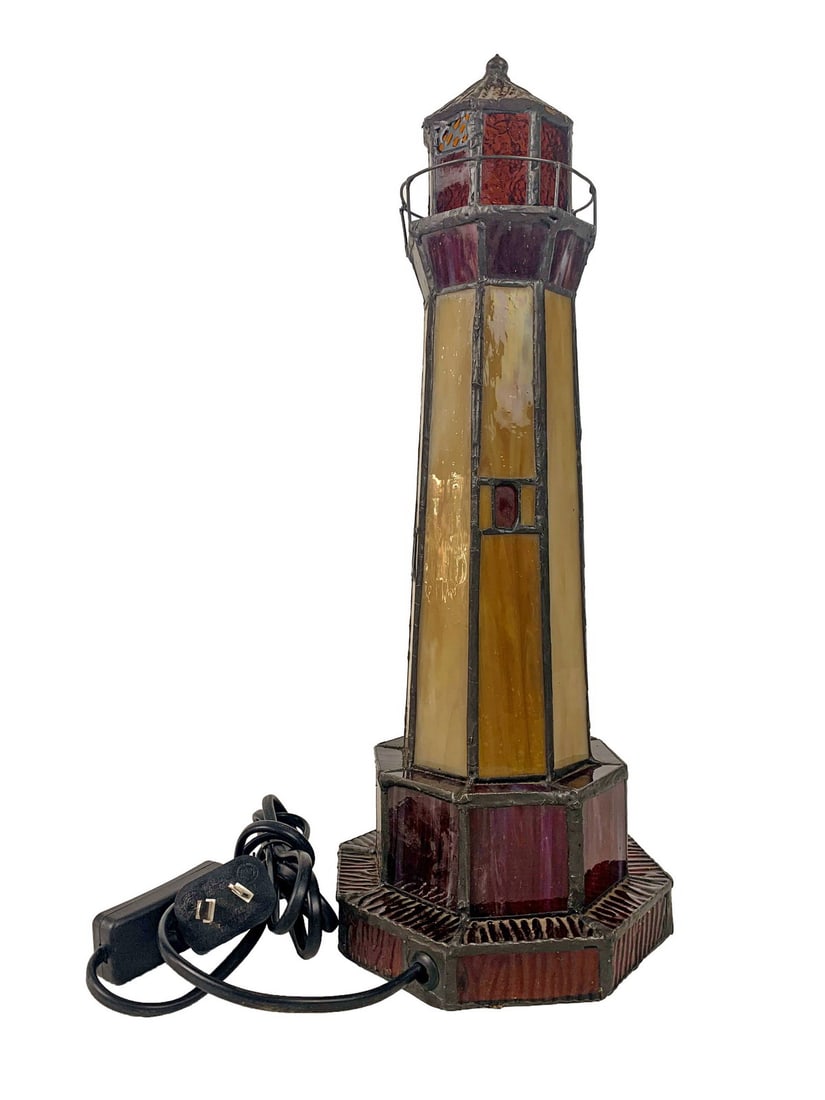 Vintage Glass & Metal Lighthouse Lamp (1 of 3)