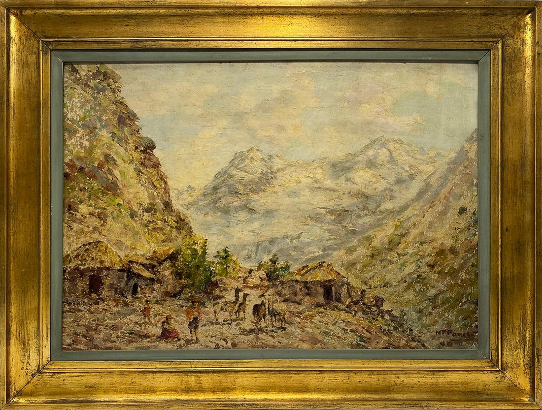 Antique Latin American oil on canvas, signed (1 of 5)