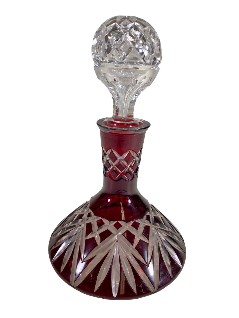 Vintage Red Cut to Clear Crystal Bottle (1 of 5)