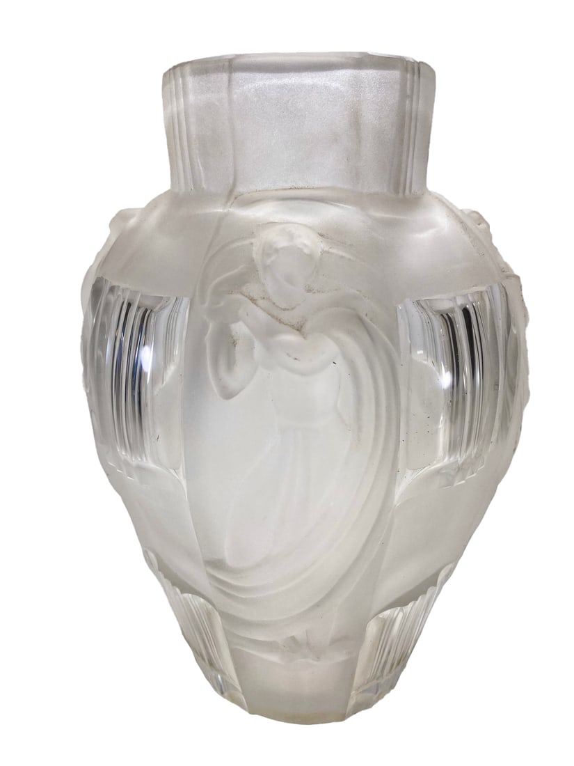 Signed R Lalique Frosted Crystal Vase (1 of 7)