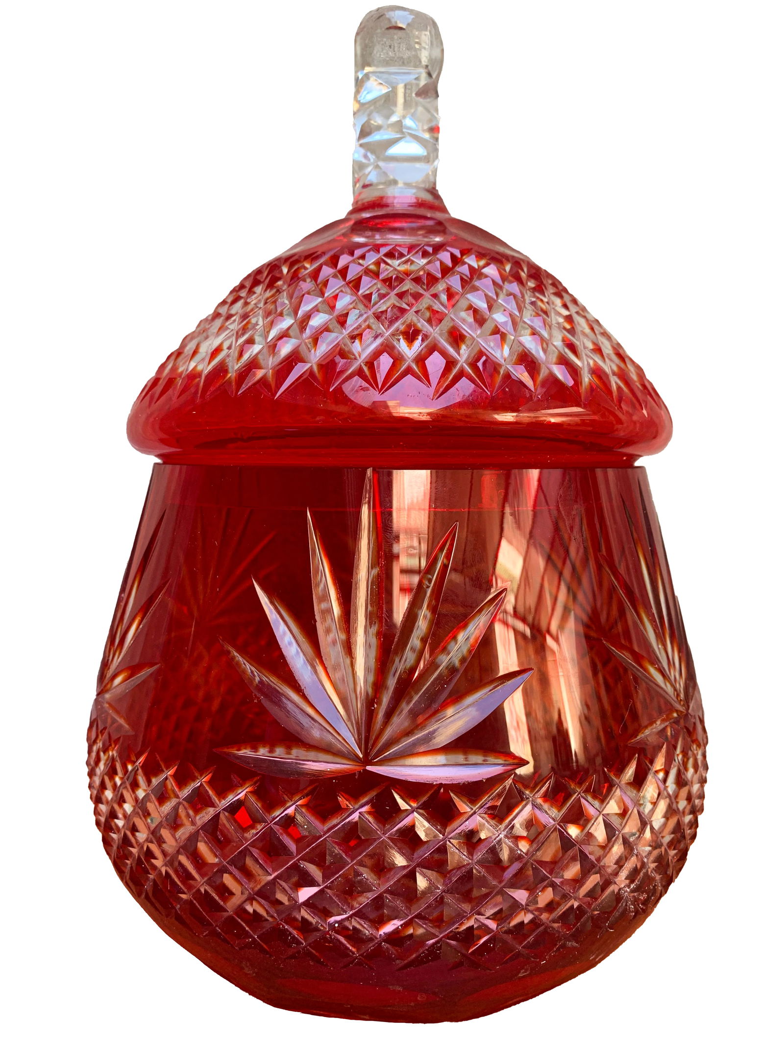 Vintage Red Cut to Clear Crystal Jar (1 of 4)