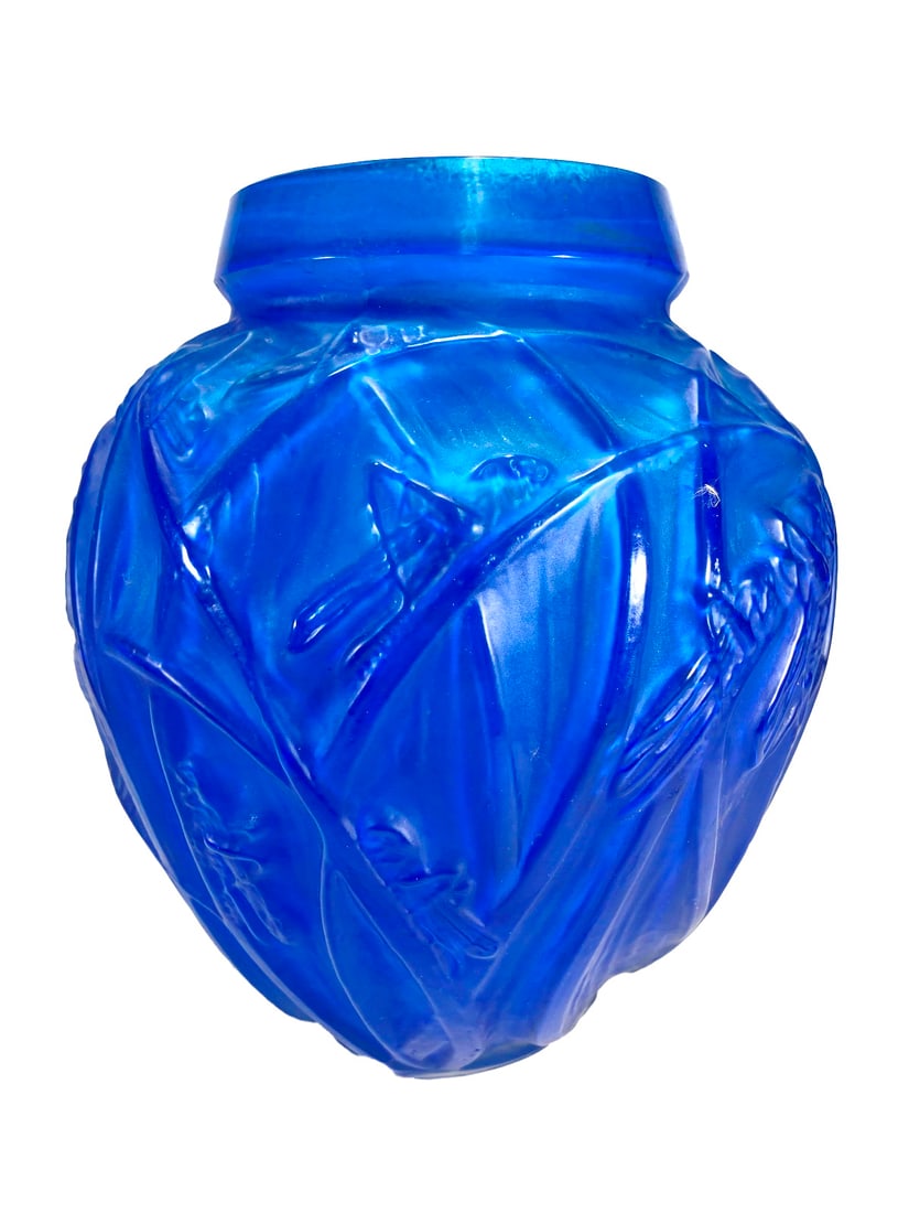 Signed R. Lalique Grasshopper Glass Vase (1 of 6)