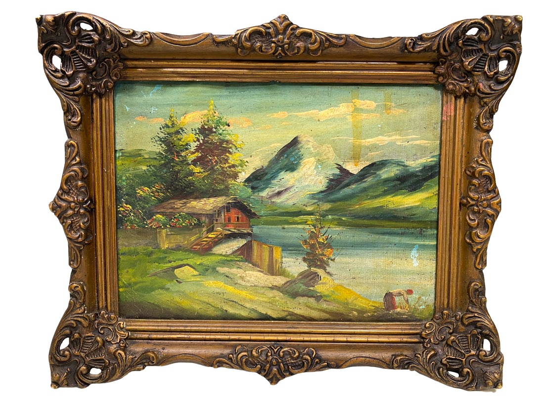 Antique Spanish Oil on Board Painting: Antique Spanish Oil on Board Painting. 16 1/8 x 19 3/4 in with frame. 11 7/8 x 15 3/4 in without frame.Local Pick up call one day before to make an appointment. TO SHIP THIS ITEM IN USA OR INTERNATION