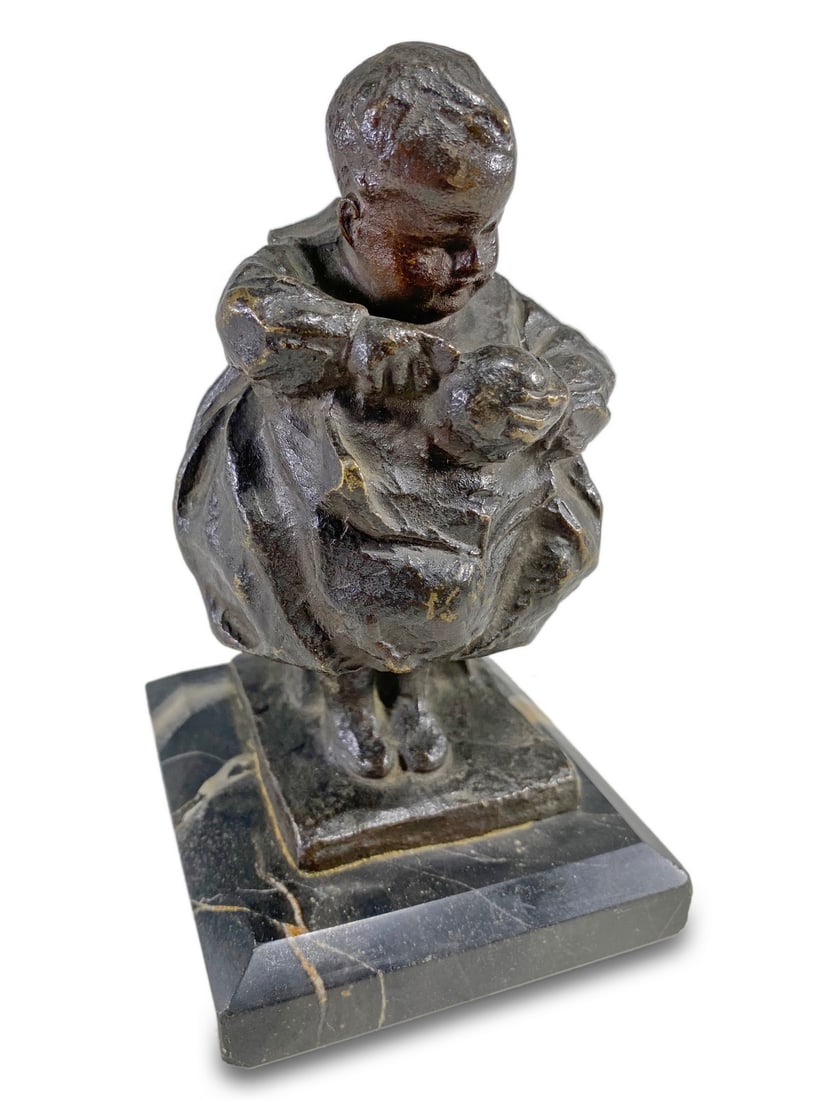 Antique European child & ball bronze sculpture (1 of 5)