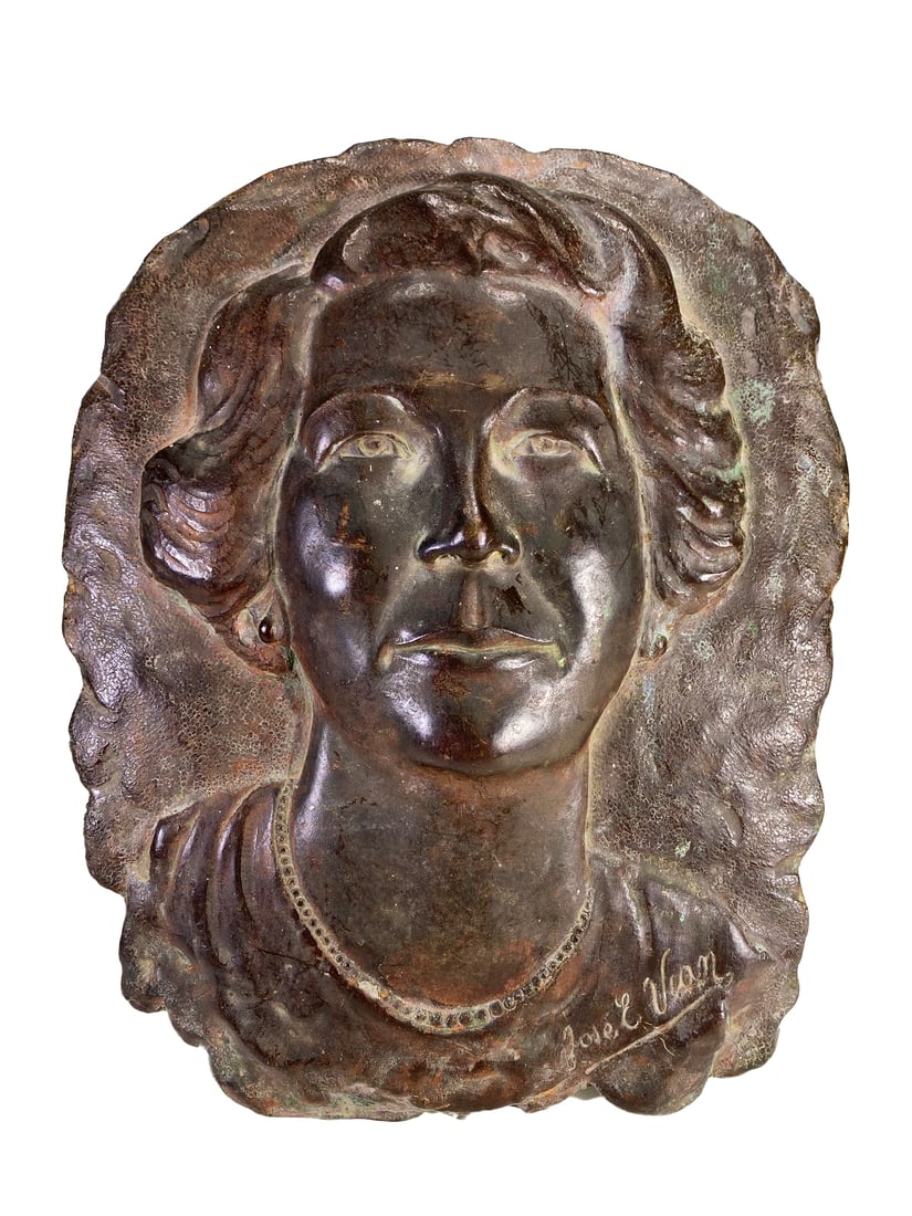 Antique Bronze Plaque Signed by Jose E. VIAN (1 of 3)