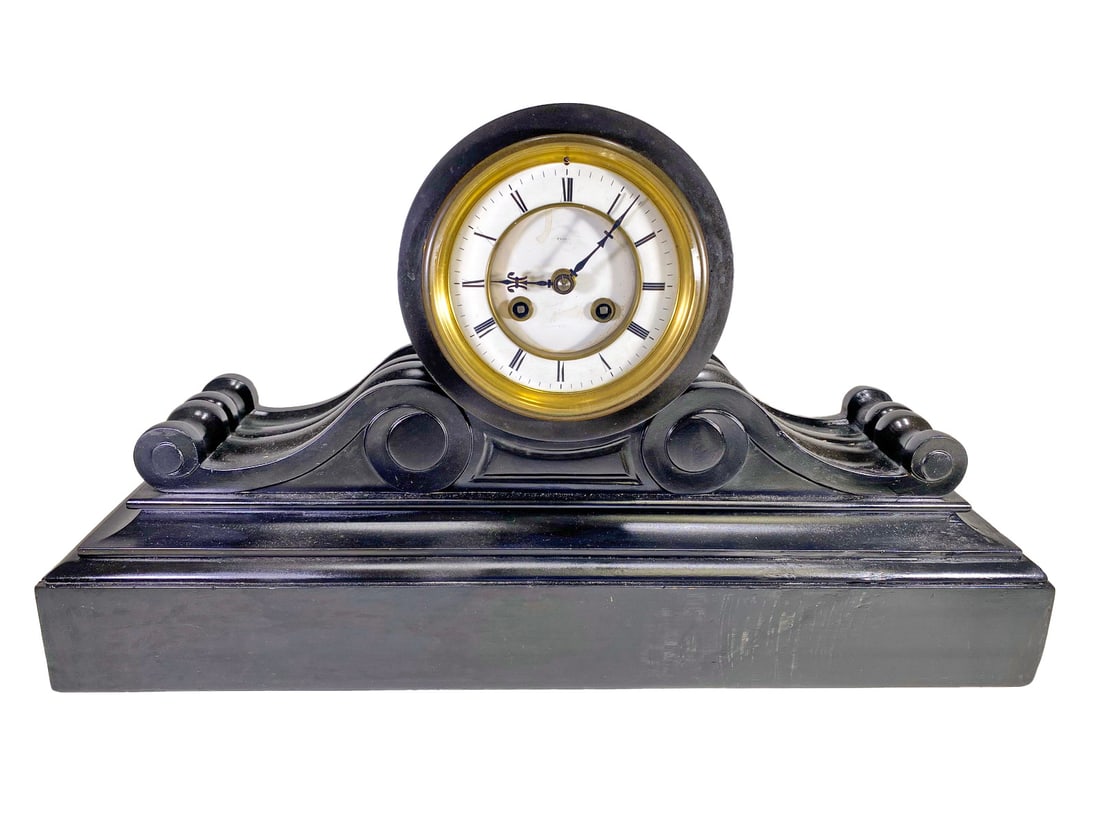 19th C French Marti Marble, Bronze & Wood Clock (1 of 8)