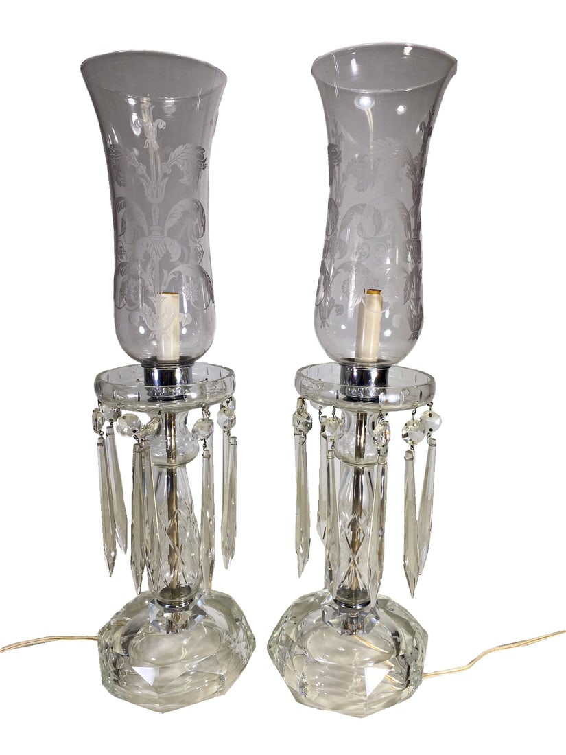Vintage Pair of Glass & Crystal Lusters (1 of 7)