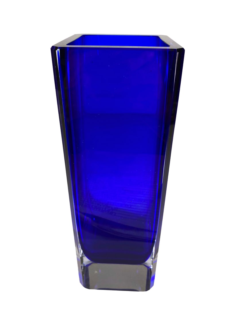 Vintage Czech Blue Crystal Vase (1 of 5)