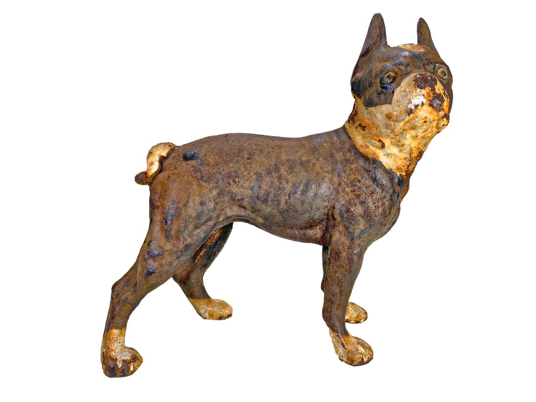 Vintage Painted Iron French Bulldog Statue (1 of 5)