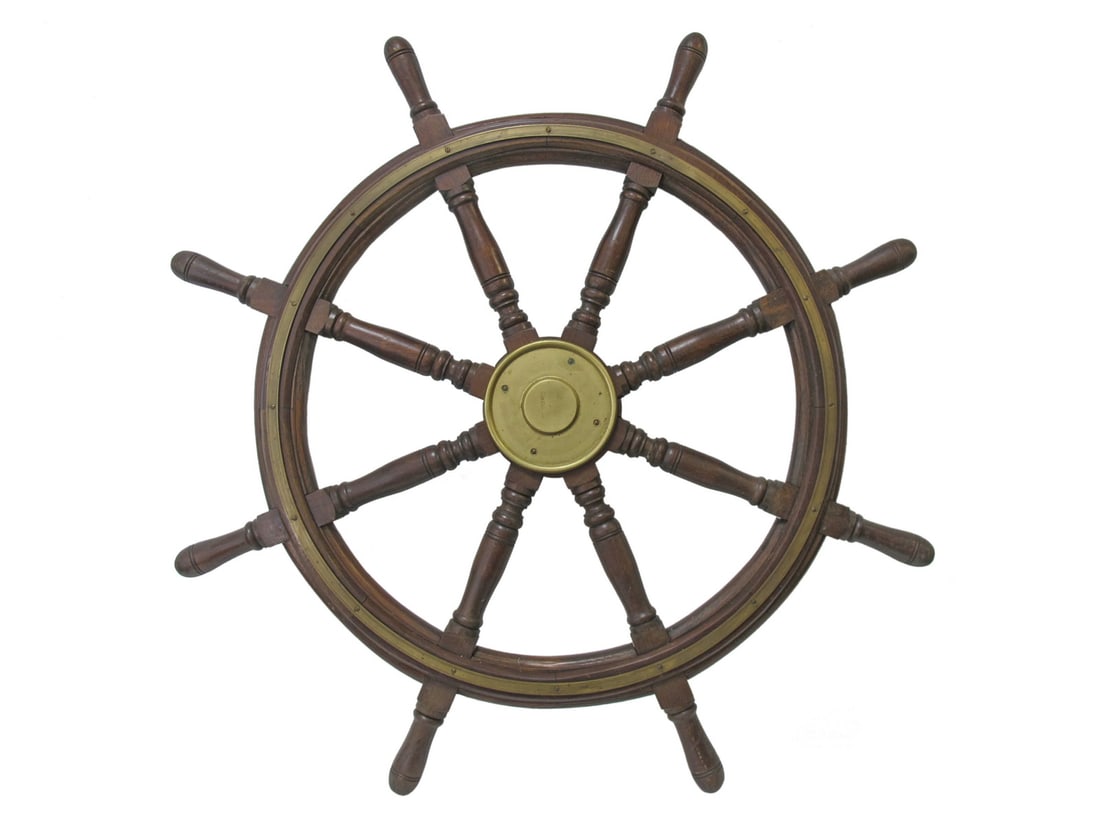 Vintage Mahogany & Bronze Ship Wheel (1 of 5)