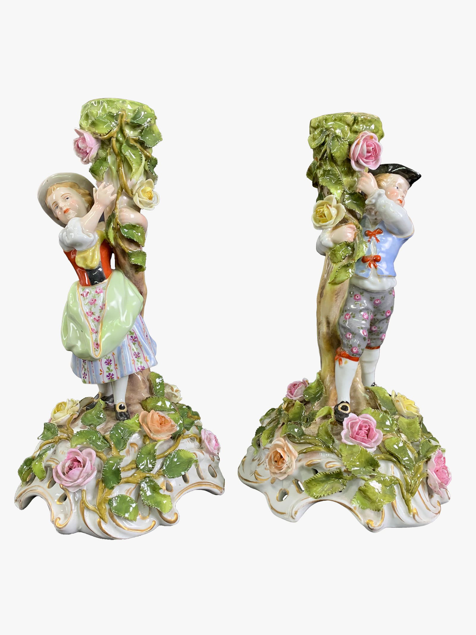 Schierholz, Germany Pair of Porcelain Candlesticks (1 of 10)