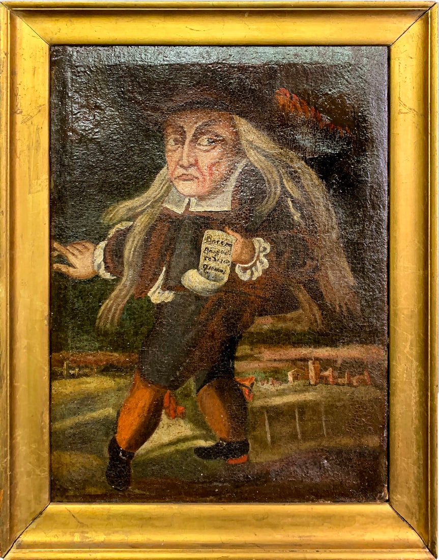18th/19th C oil on canvas jester man (1 of 3)