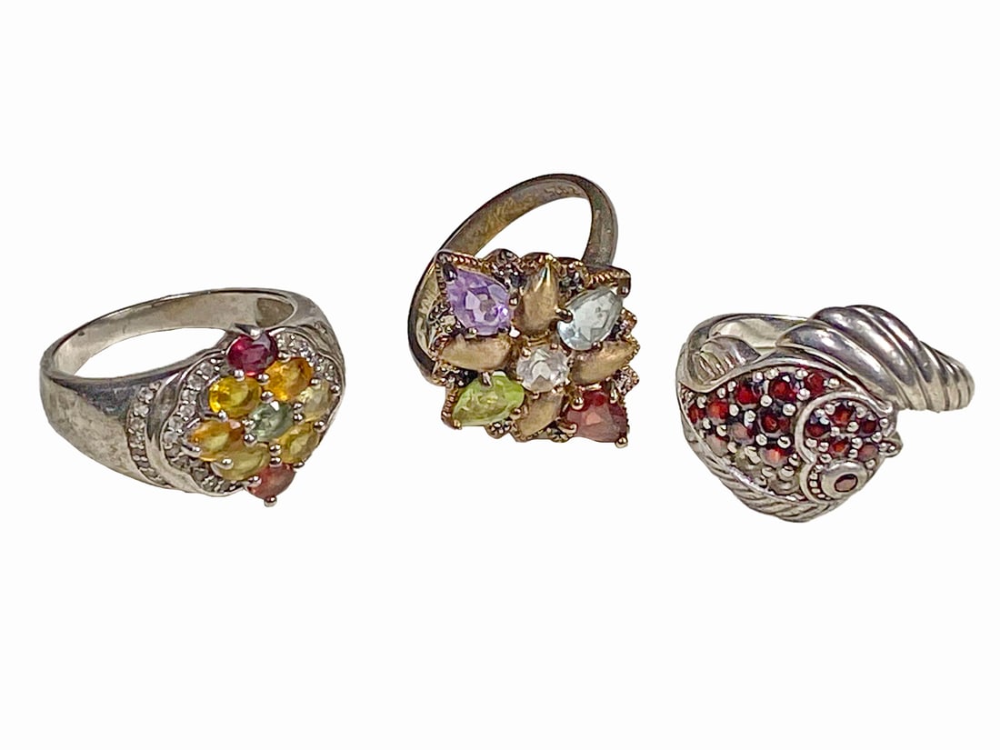 3 Sterling 925 & Glass Rings from China & Thailand: 3 Sterling 925 & Glass Rings from China & Thailand. Size: 7 1/2, 8 1/2 and 8 1/2. Local Pick up call one day before to make an appointment. TO SHIP THIS ITEM IN USA OR INTERNATIONAL, PLEASE CONTACT TH