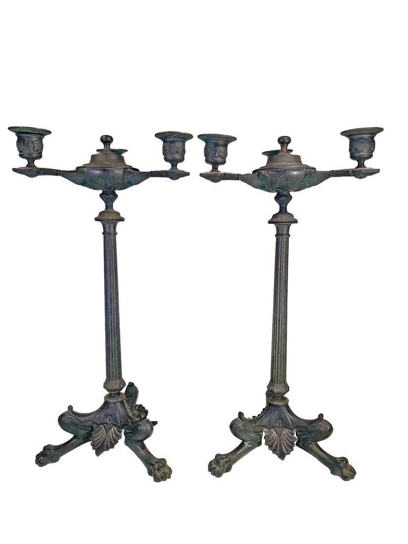 19th C French Pair of Bronze Hoofed Faun Feet Candlesticks: 19th C French Pair of Bronze Hoofed Faun Feet Candlesticks. 17 7/8 x 8 5/8 x 8 in.Local Pick up call one day before to make an appointment. TO SHIP THIS ITEM IN USA OR INTERNATIONAL, PLEASE CONTACT TH