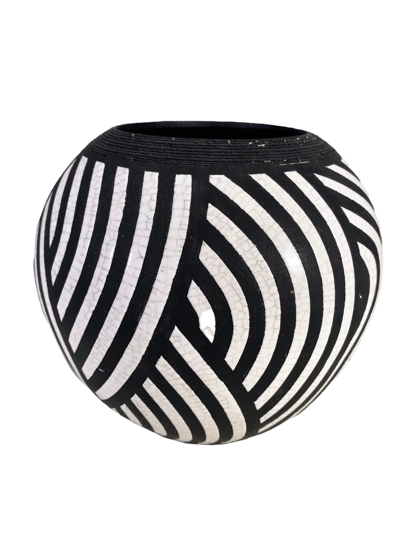 Charles CHRISCO Black & White Ceramic Vase (1 of 5)